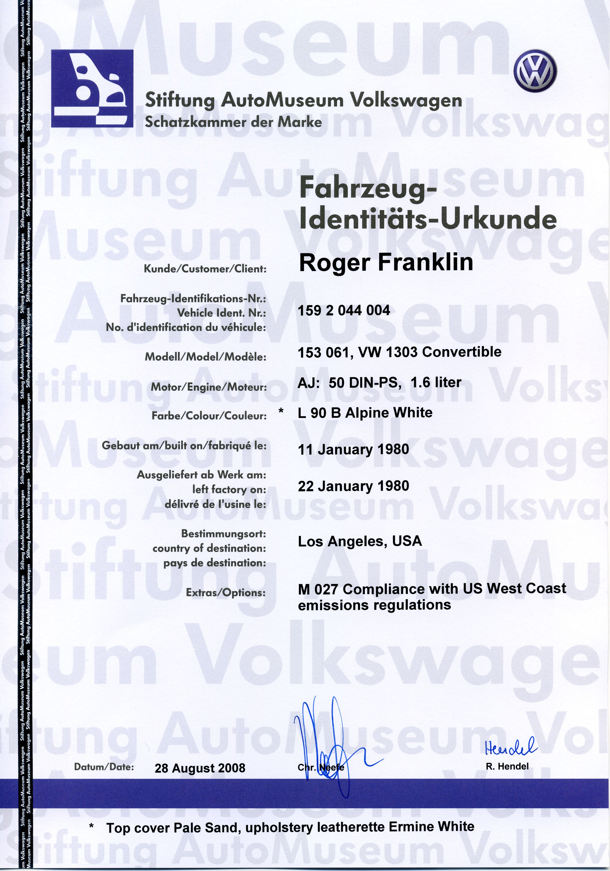 Beetle Certificate